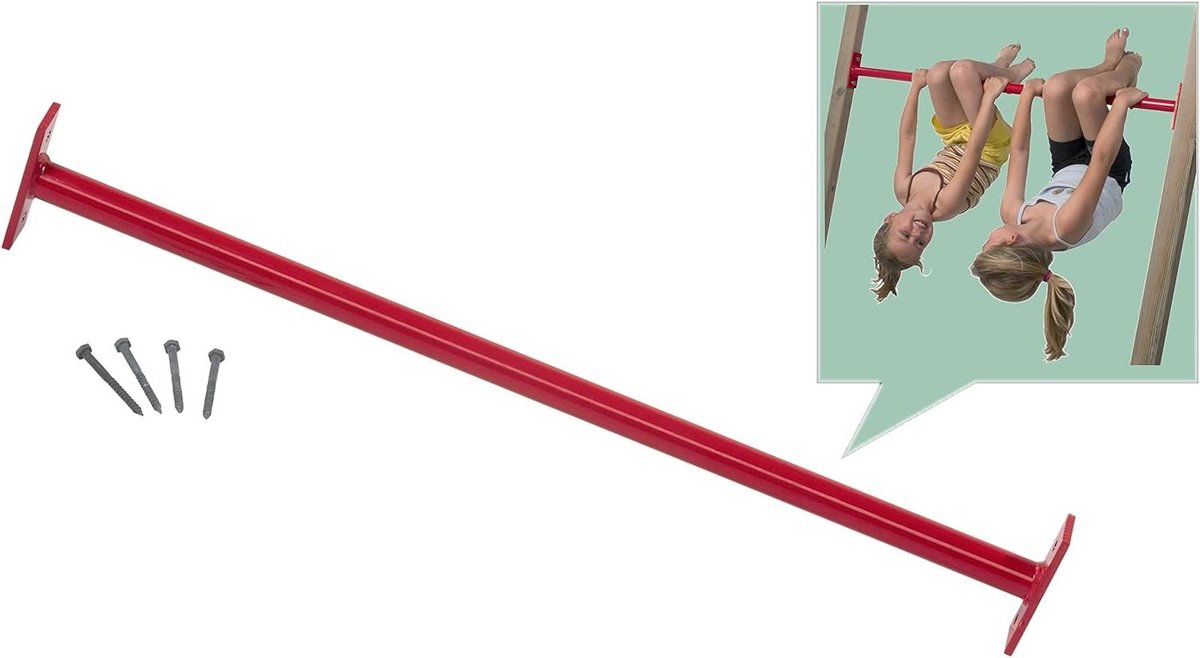 Rekstok - Fitness Bar - Kracht Training - Poedercoating Metaal - 90 cm - Rood