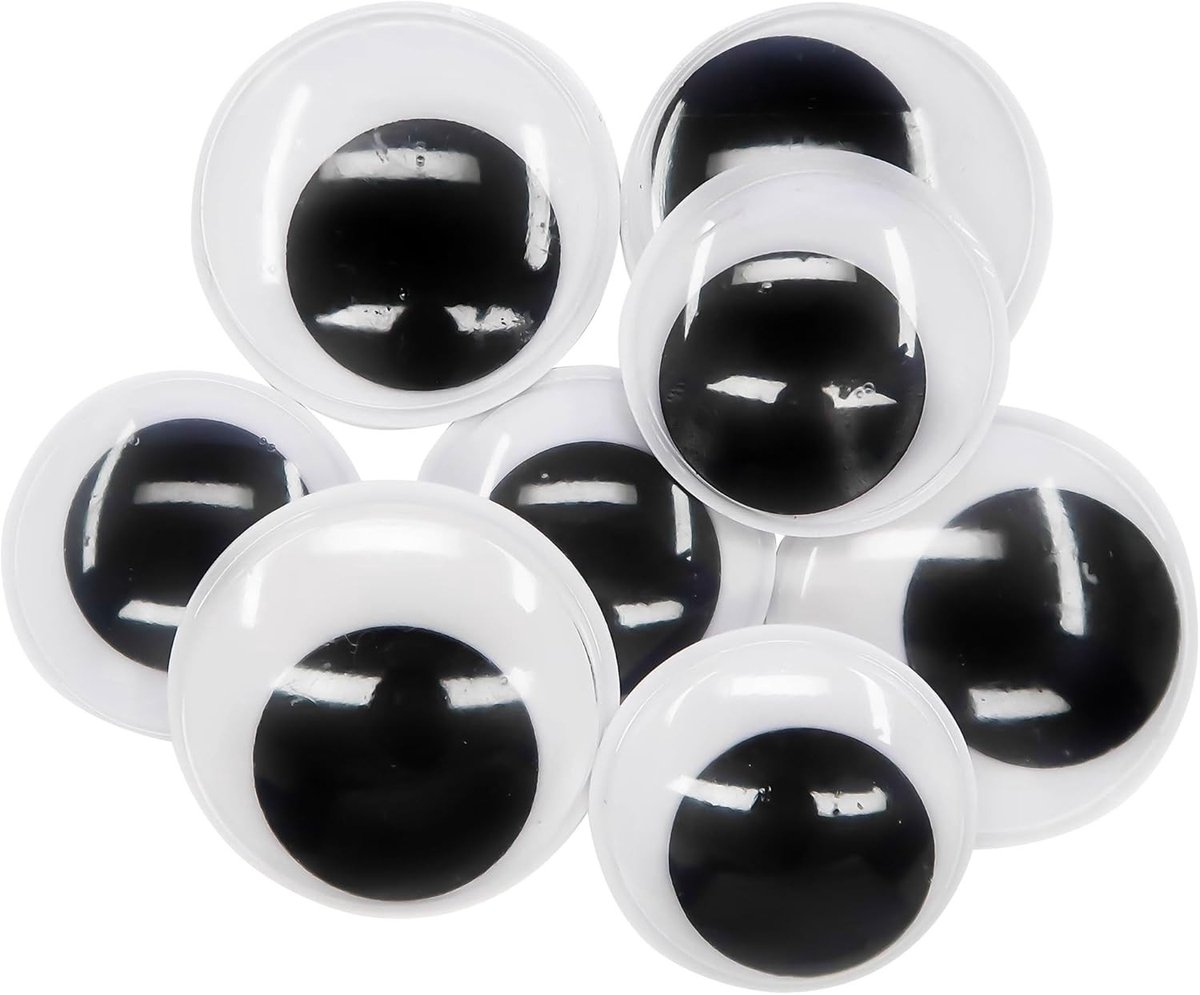 8 Stuks Zelfklevende Wiebeloogjes 40mm en 50mm - Grote Ronde Zwarte en Witte Ogen voor DIY Knutselprojecten en Scrapbooking