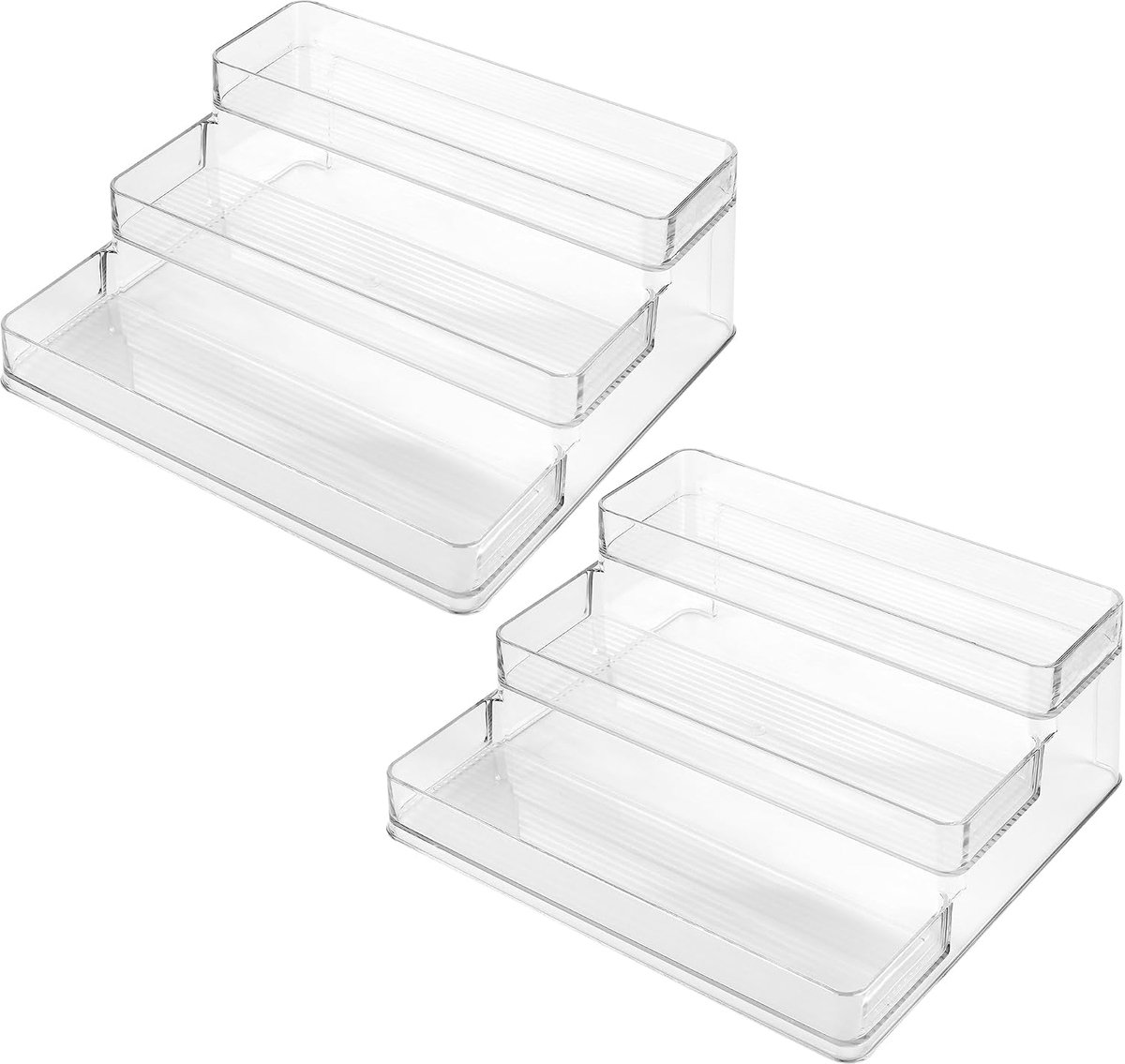 Thijox - 2 Stuks 3-Traps Traprek - Transparante Kruiden- en Parfumorganizer - Displaystandaard van PET - Keuken- en Bureau Organizer 26,3 x 23,7 x 10,