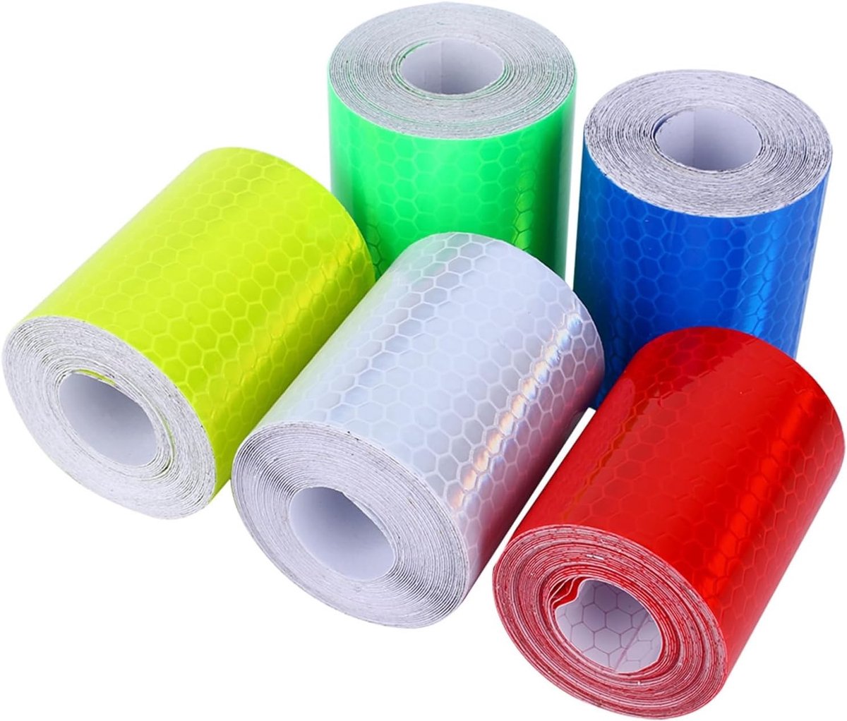 Reflecterende Veiligheidswaarschuwingstape 5 cm - Nachtelijke Veiligheid, Doe-het-zelf voor Voertuigen, Telefoons, en Meer in Rood, Groen, Blauw, Wit of Geel