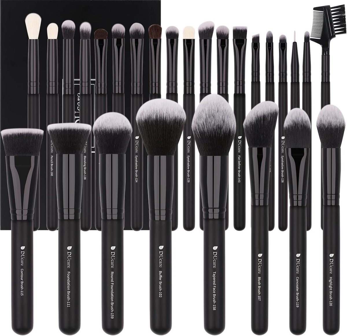 Thijox - Professionele Make-up Kwastenset 27 Stuks | Cosmetische Make-upkwasten voor Oogschaduw, Concealer, Rouge en Meer | Zwart, Ideaal Cadeau voor