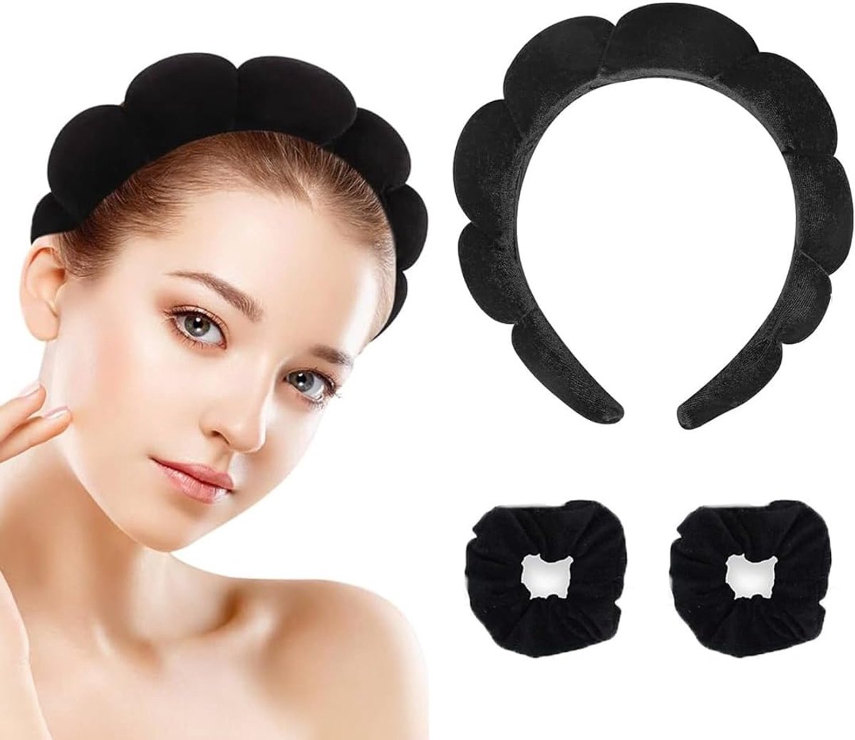 Thijox - 3 Stuks Dameshoofdbanden voor Huidverzorging en Make-up, Zachte Spons Haarbanden voor Haarverzorging, Comfortabel en Absorberend in Diverse K