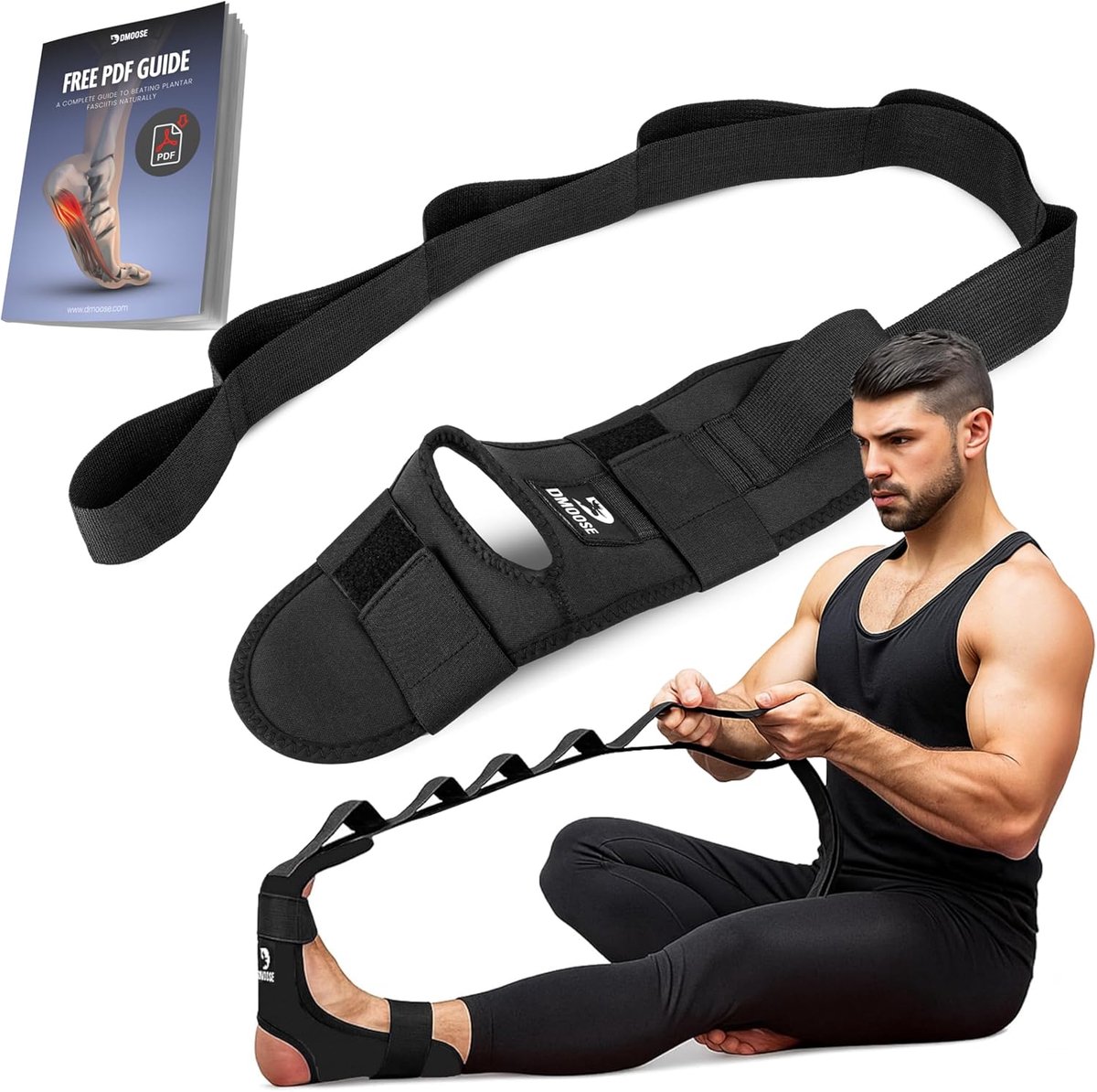 Thijox - Kuit- en Voetensteun voor Plantaire Fasciitis, Achillespeesontsteking, Stretchgordel voor Pijnverlichting, Yoga en Dansers - Comfortabel en D