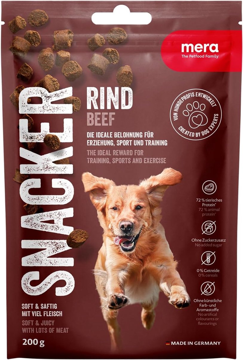 Thijox - Zachte Hondensnoepjes Rundvlees 200g, Graanvrij, Eiwitrijk, Perfect voor Training en Beloning, Vlezige Snacks voor Alle Honden