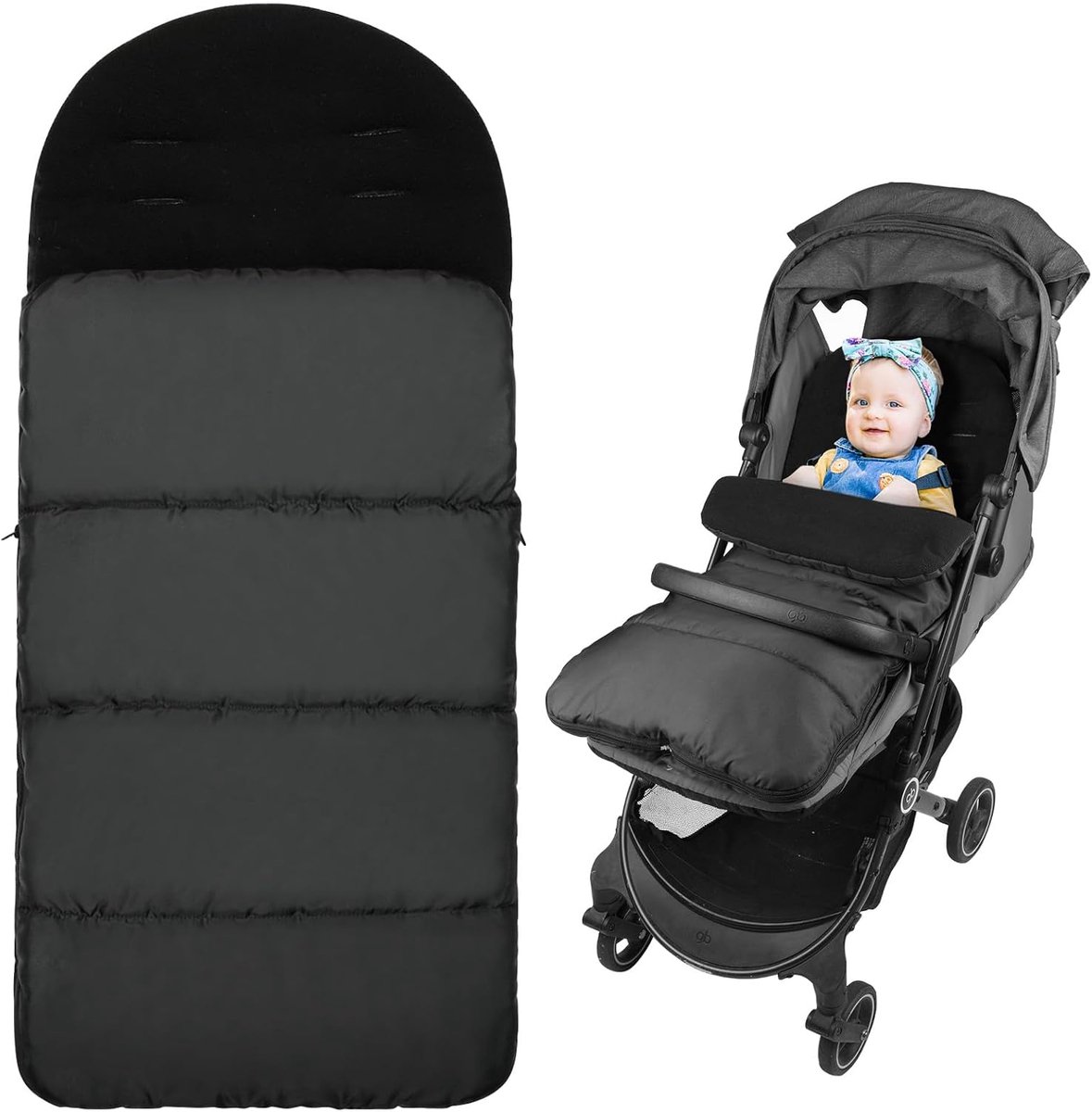 Thijox - Voetenzak voor Kinderwagen, Thermo Voetenzak, Universeel en Waterdicht, Winddicht, Met Rits, Polarfleece Voering, Machinewasbaar, Zwart, Idea