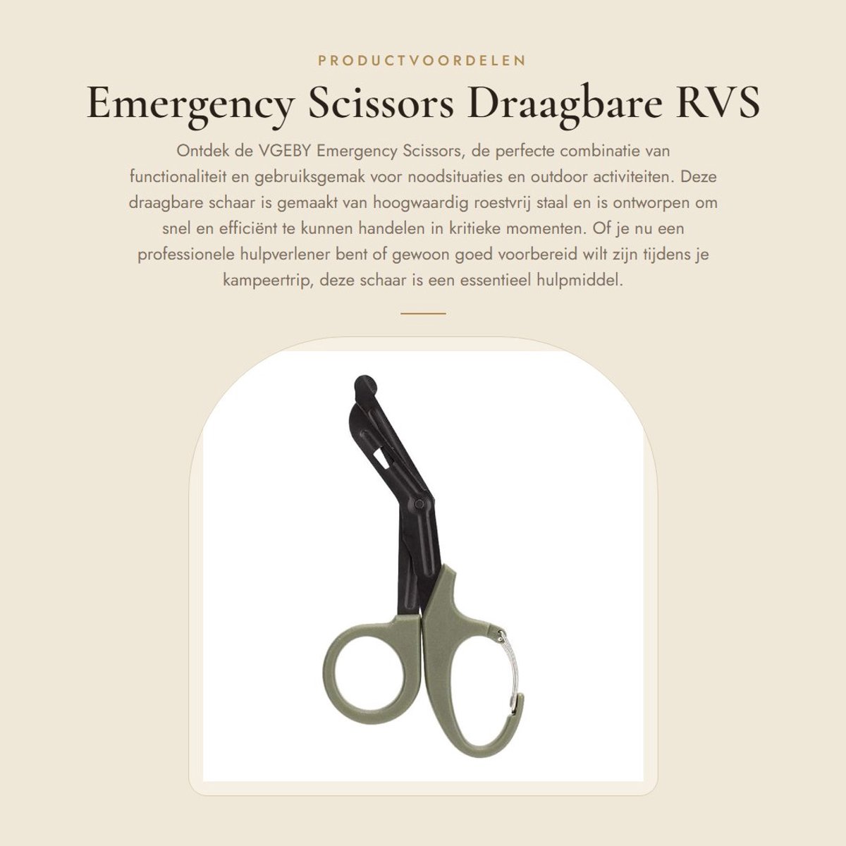 Dailygoods- Schaar Ergonomisch Handvat - Medische Schaar - Overlevingsschaar - Hulpverleningsschaar - Outdoor Schaar - Roestvrij Staal - Noodschaar