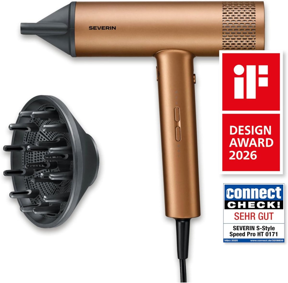 SnelShoppen - Haardroger Professioneel 2000W, Ionenfunctie, 3 Temperatuurstanden, Krachtige BLDC-Motor, Glanzend Haar, Vermindert Kroezen, Voor Thuisg