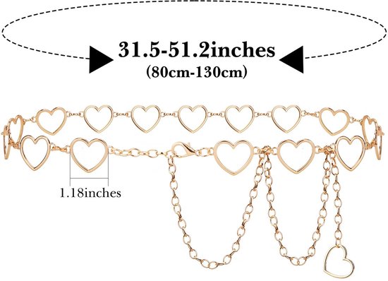 Dailygoods- Kettingriem Verstelbaar 130 cm - Metalen Tailleketting - Grote Maten - Dikke Riemketting - Buikketting - Geschikt voor Feesten - Heupketting — afbeelding 2