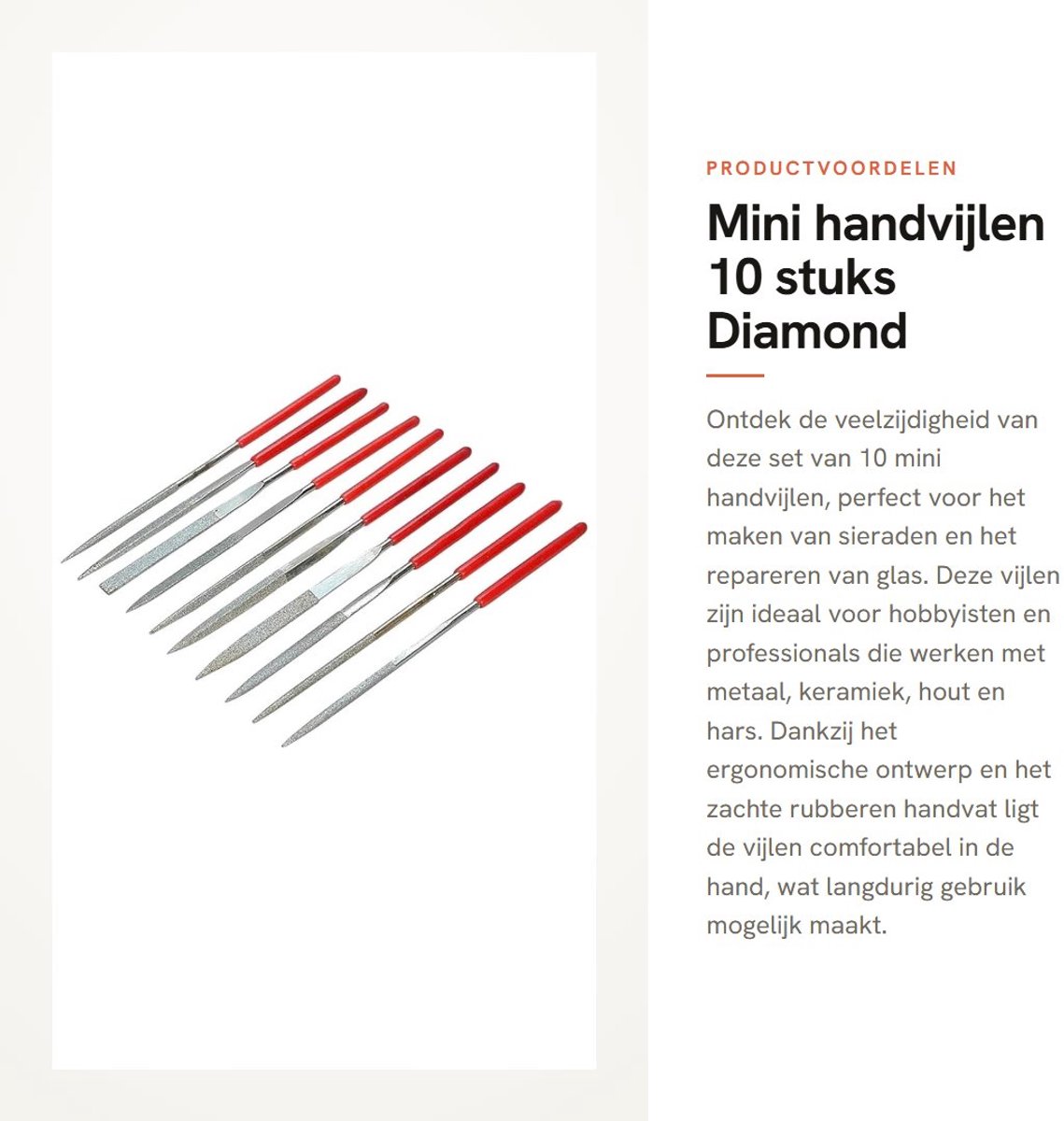 Dailygoods- Handvijlen Set van 10 - Mini Diamant Vijl - Ergonomisch Handvat - Slijtvast - Voor Sieraden en Houtbewerking - Hoogwaardige Koolstofstaal - Vijlen