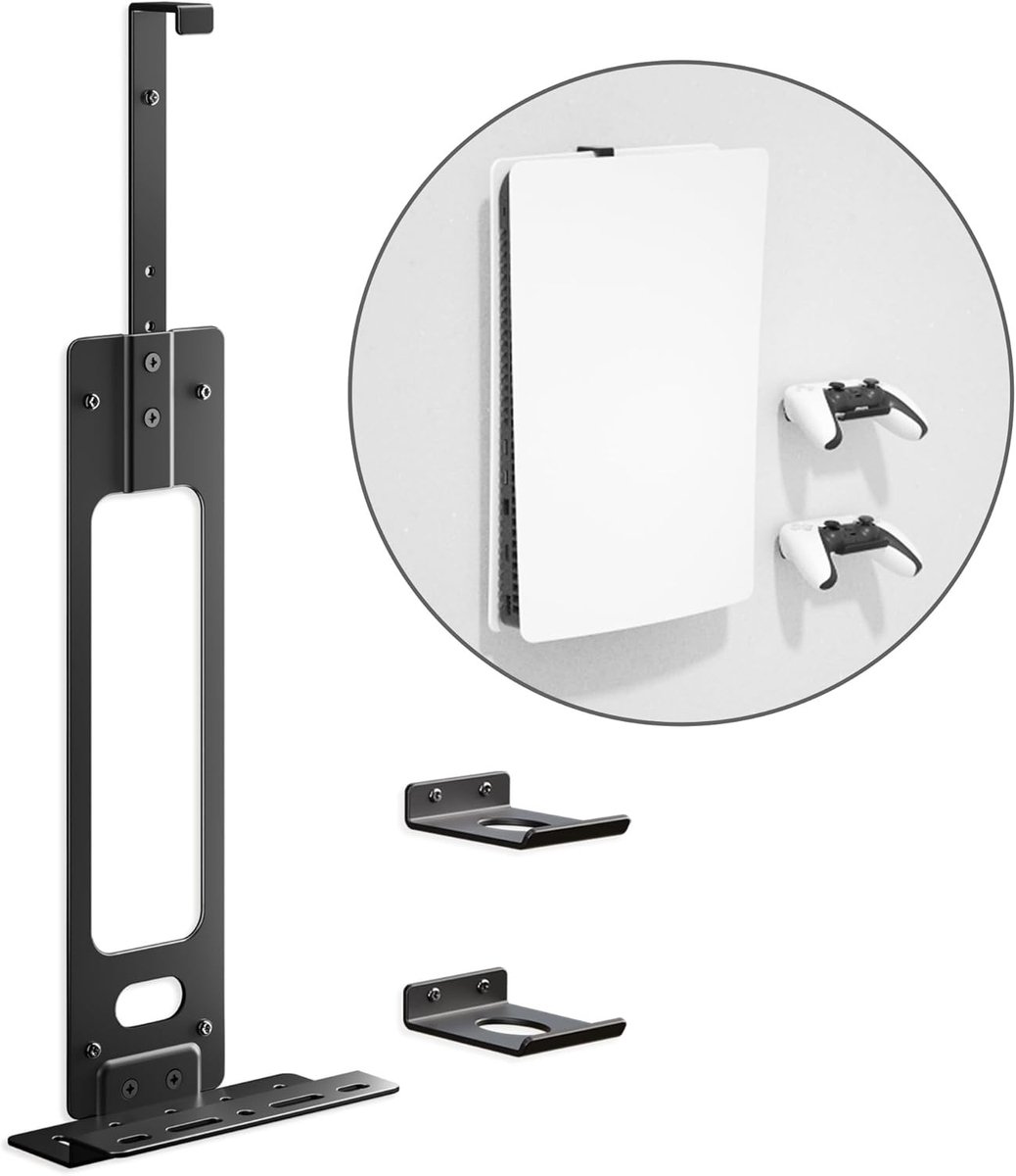 Console Houder Wandhouder voor PS5 - Zwarte Gaming Stand voor PlayStation 5 met 2 Controller Stand Kits, Perfecte Accessoire voor Gamers