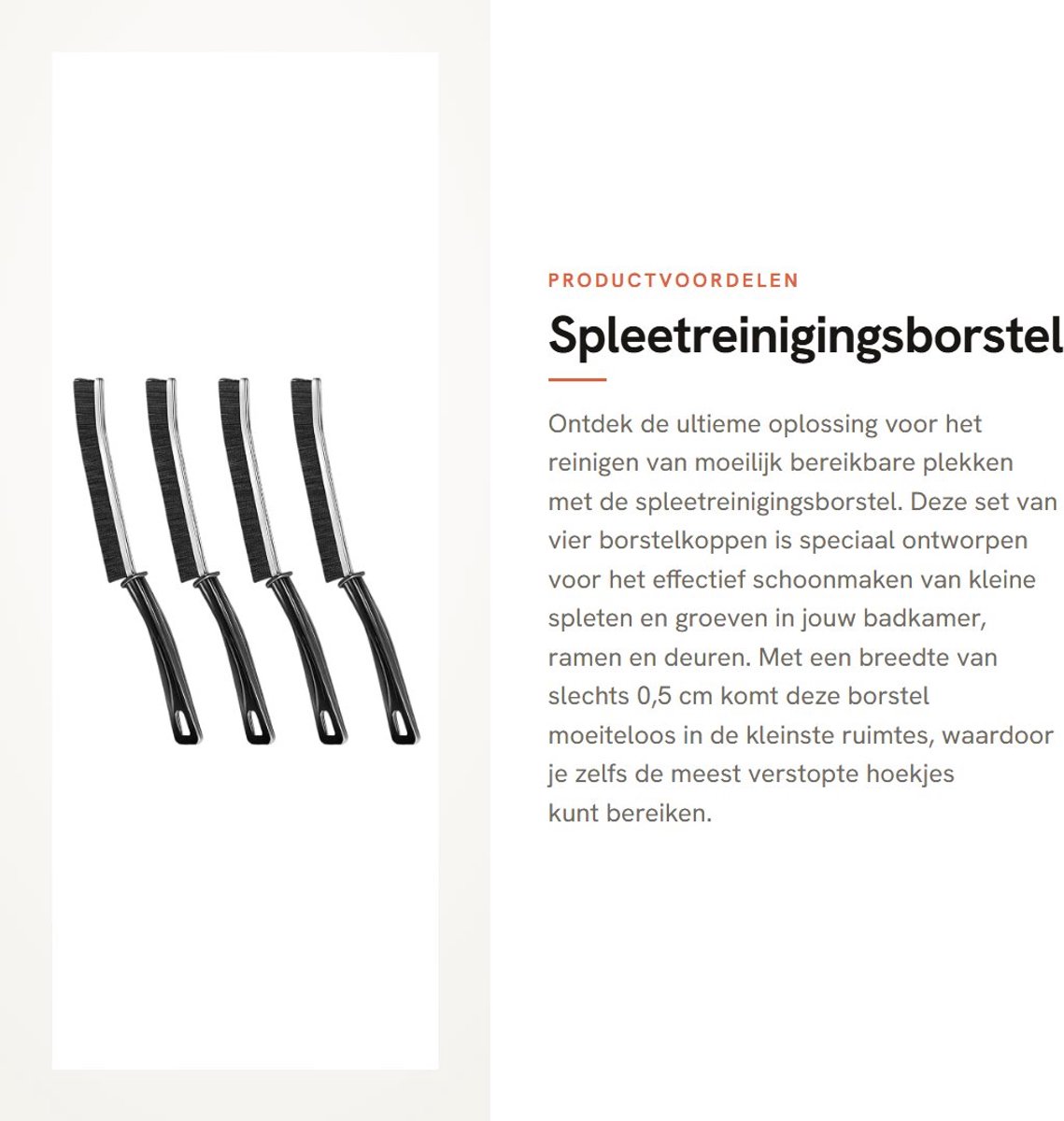 Dailygoods- Spleetreinigingsborstel - Groefreinigingsborstel - Reinigingsborstel voor Ramen/Deuren - 4 Stuks - Ergonomisch Handvat - Supersterke PP-borstels
