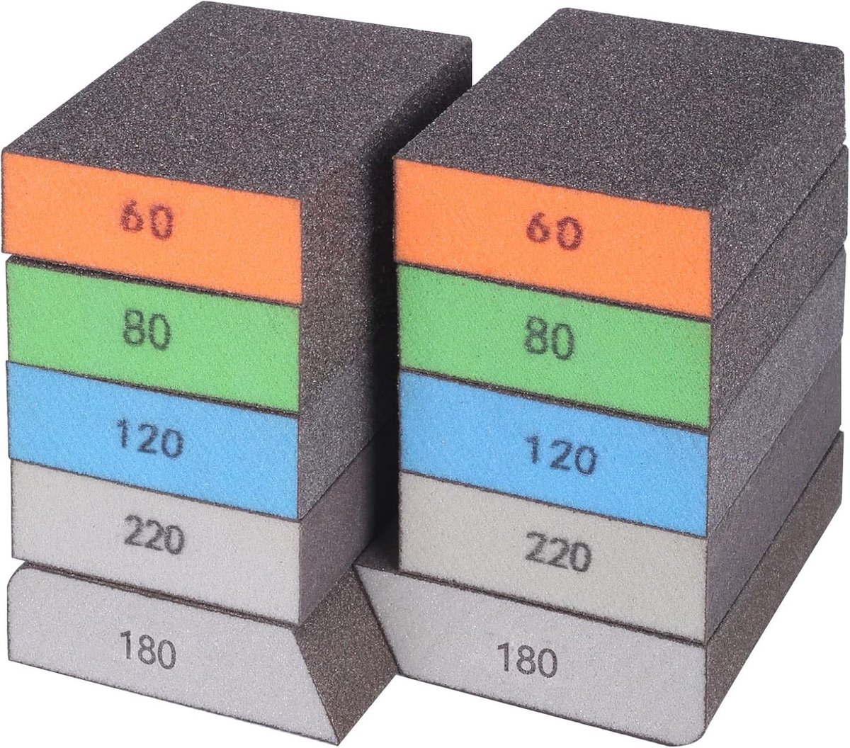Thijox - 10 Schuursponsjes Afwasbaar Herbruikbaar Schuurblokken voor Hout Droogbouw Metaal Glazen Grof/Middel/Fijn/Ultrafijn 60/80/120/220 Korrel Schu