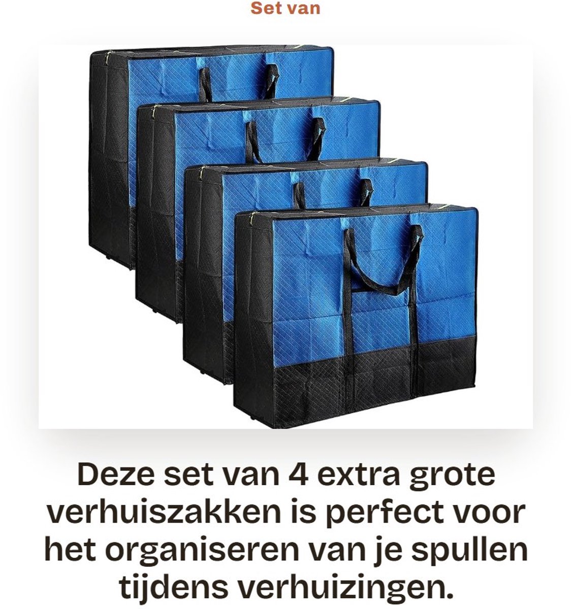 Dailygoods- Verhuiszakken 140L grote capaciteit - Opbergtas - Waterdicht - Stofbestendig - Dubbellaags - Externe vakken voor accessoires - Opbergzakken