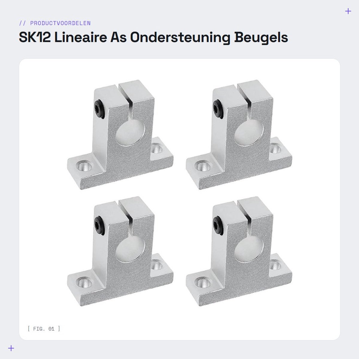 Dailygoods- Lineaire As Ondersteuning 4x SK12 - Beugel/Beugel - Aluminiumlegering - 12mm - Montagegat 5,5mm - Duurzaam en Corrosiebestendig - Lineaire Geleiding