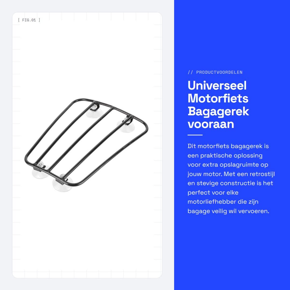 Dailygoods- Bagagedrager Universele Retrostijl - Motorfiets Bagagerek - Brandstoftankrek - Bagagehouder - Zwarte Beugel - Professionele Kwaliteit - Motorfietsdrager