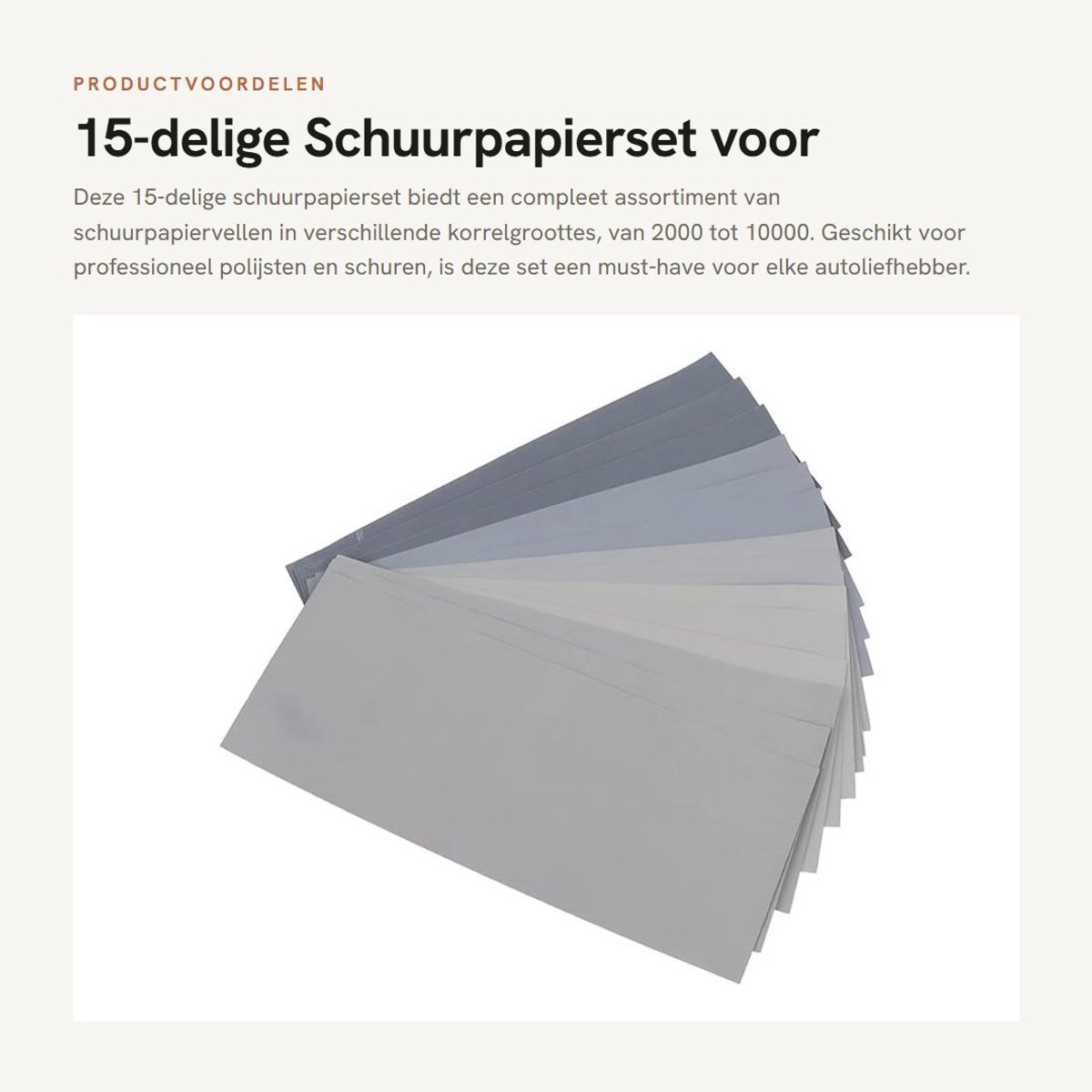 Dailygoods- Schuurpapier Professioneel - Schuurpapierset 15-delig - Siliciumcarbide - Polijstpapier 2000/3000/5000/7000/10000 - Lichtgewicht - Slijtvast