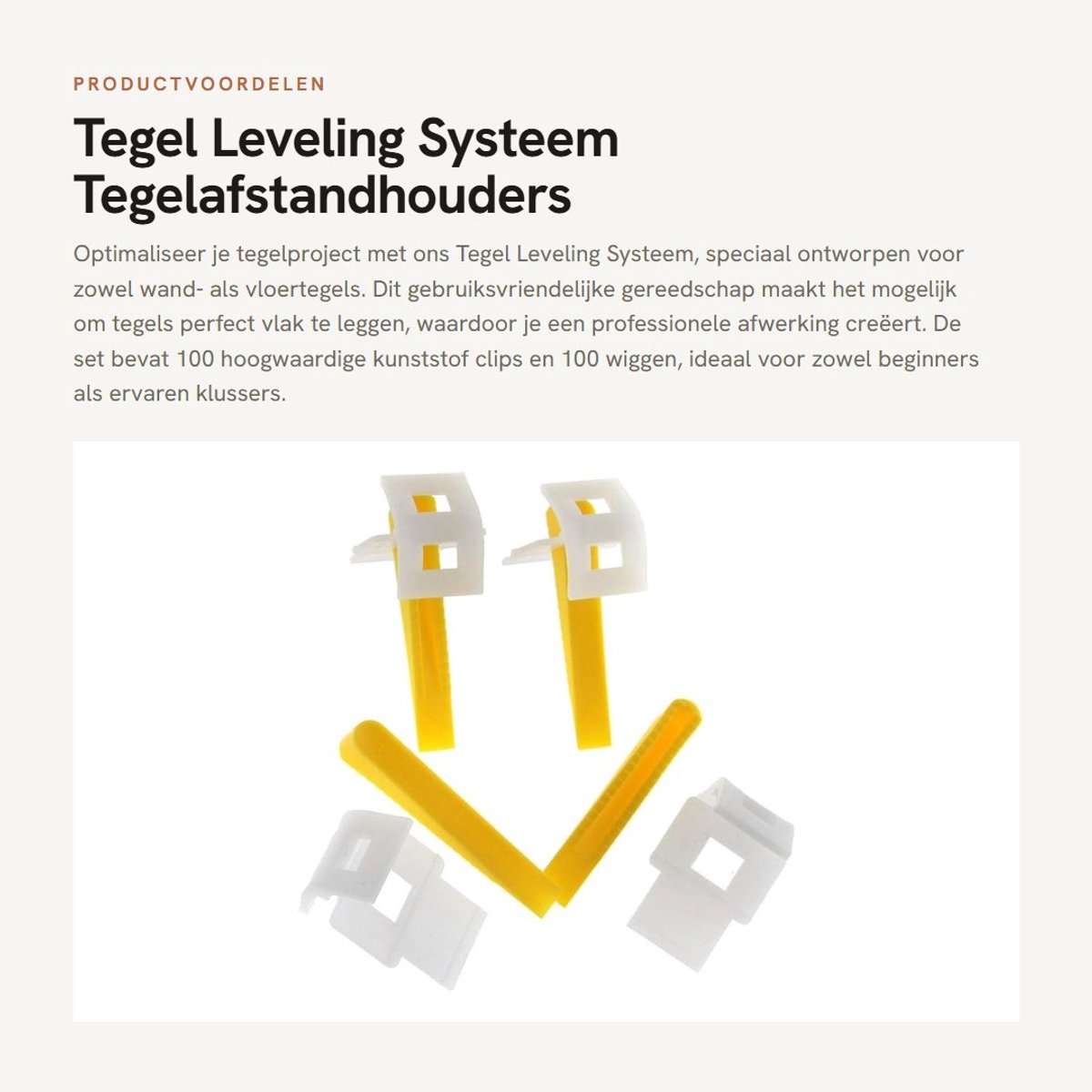 Dailygoods- Tegelspacers 100 Stuks - Vloertegelafstandhouder - Kunststof - Nivellering Systeem - Voor Tegeldikte 8-13 mm - Perfect Vlak Resultaat - Afstandhouders