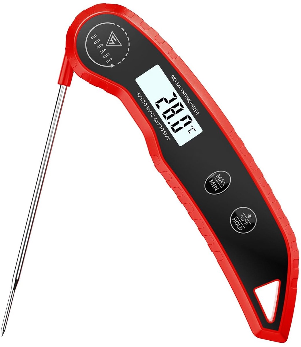 Thijox - Vleesthermometer Keukenthermometer Rood met Magnetische Bevestiging, Handige Kookthermometer voor Perfecte Garing, Ideaal voor BBQ, Oven en G