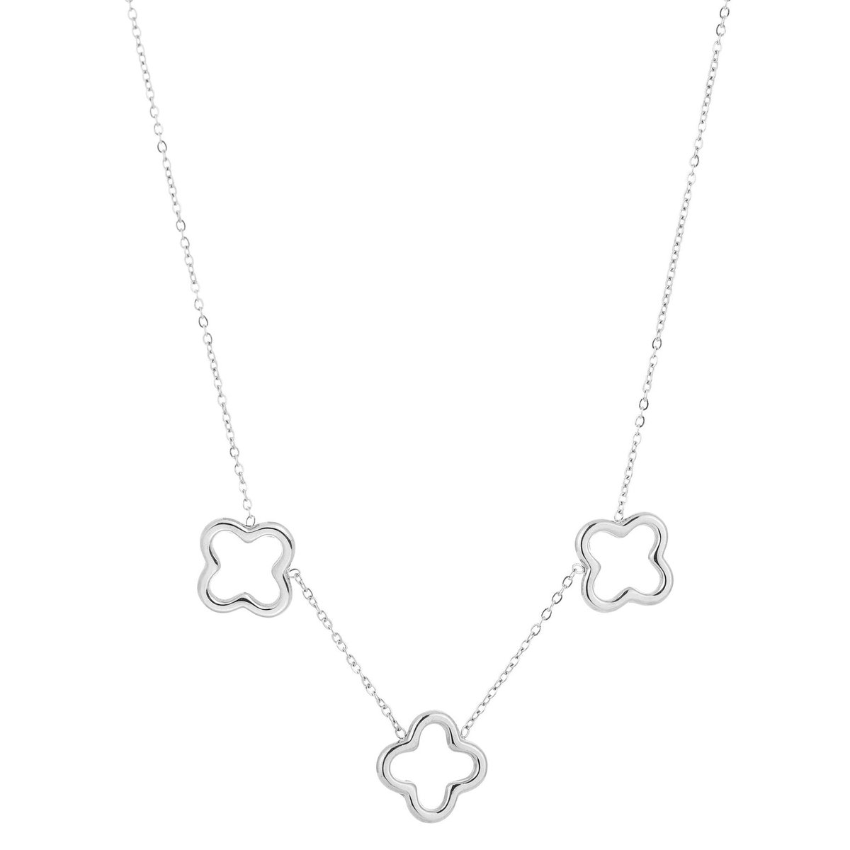 Michelle Bijou Ketting Klavers zilver