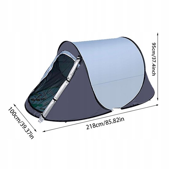 Pop Up Tent - Campingtent - 1-2 Personen - Automatisch - 218x100x95 cm - Waterdicht & UV Bestendig - Lichtgewicht - Voor Kamperen en Strand - Snel — afbeelding 5