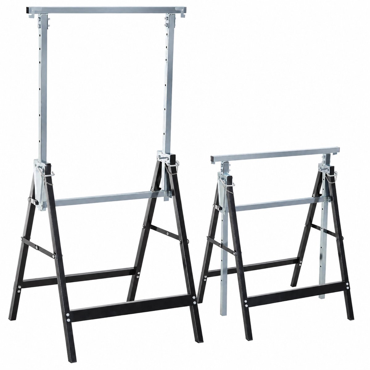 Sello! schragen – zaagbok – werkbok – 2 stuks – verstelbaar – max draagvermogen 200kg – verstelbaar 80 tot 130cm – opvouwbaar – staal