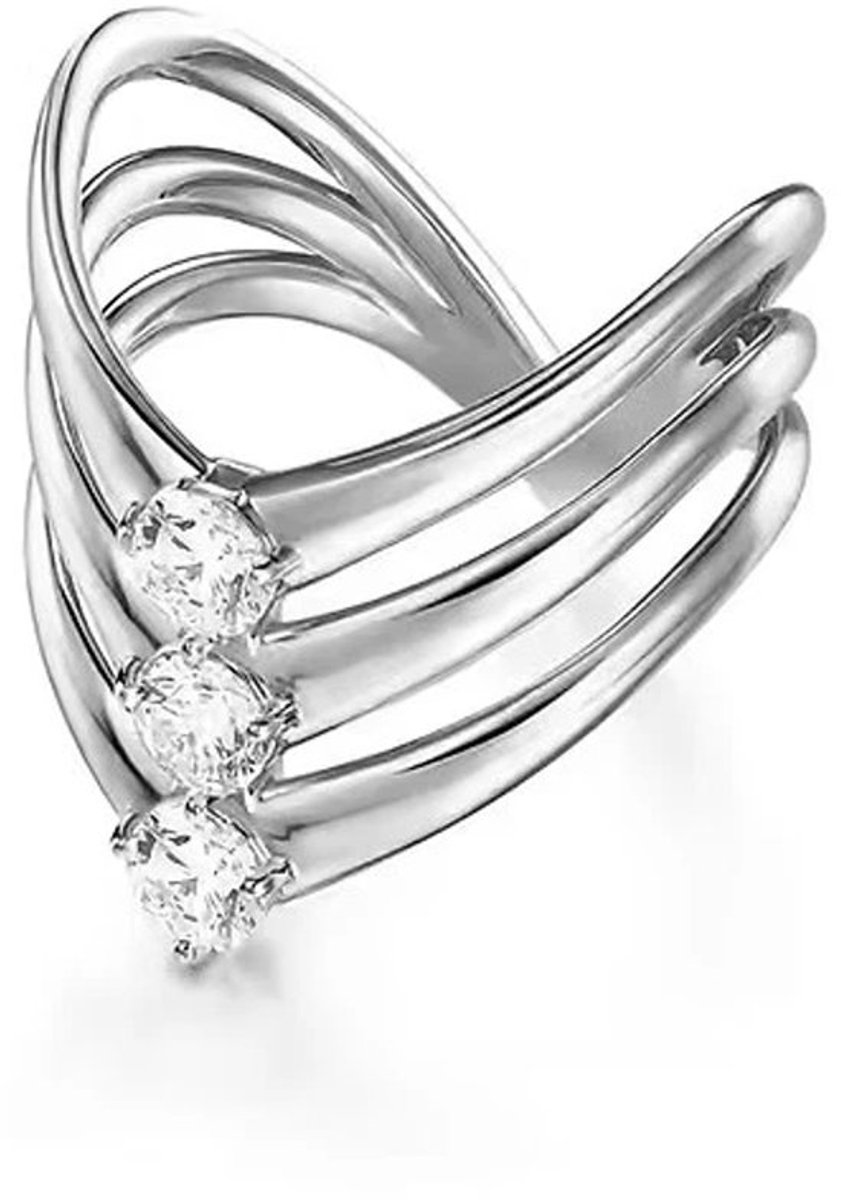 Statement ring zilver drie zirkonia steentjes
