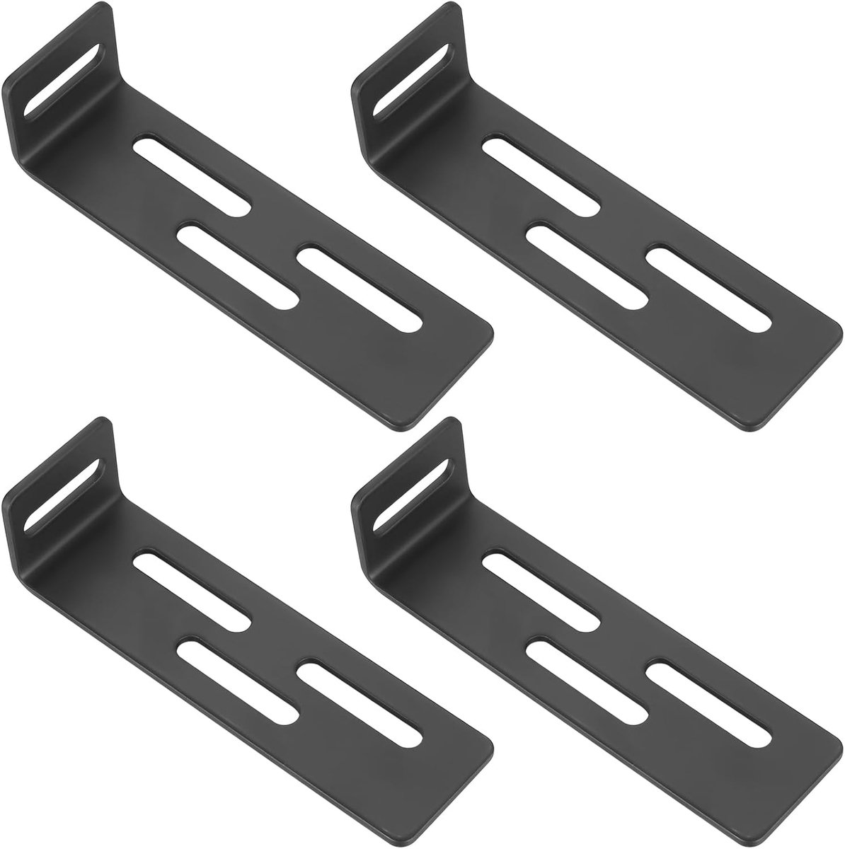 SnelShoppen - 4 Stuks Hoekbeugels, Verstelbare 90 Graden L-vormige Metaal Hoeksteunen voor Meubels - Zwart, 15.2 x 4 x 4.2 cm, Antiroest, Duurzaam, Id