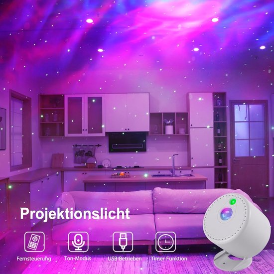 Sterrenhemelprojector - Galaxy-projector met afstandsbediening - nachtlamp-projectie met instelbare snelheid en helderheid - voor kamerdecoratie - voor kinderen, volwassenen. — afbeelding 4