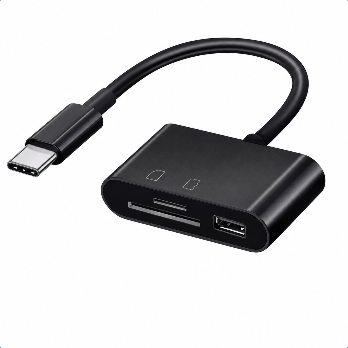Nereb USB-C/USB Kaartlezer – microSD/SD/TF Card Reader – Zwart - Adapter