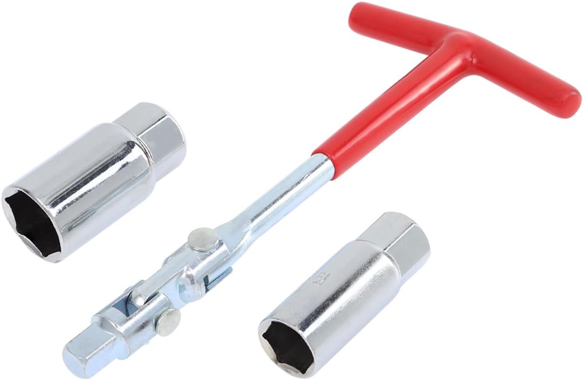 KZQ T-handel bougiesleutelset 16mm en 21mm - Universele bougie verwijder- en installeertool - Geschikt voor motorfietsen kleine voertuigen en grasmaaiers - Zwart