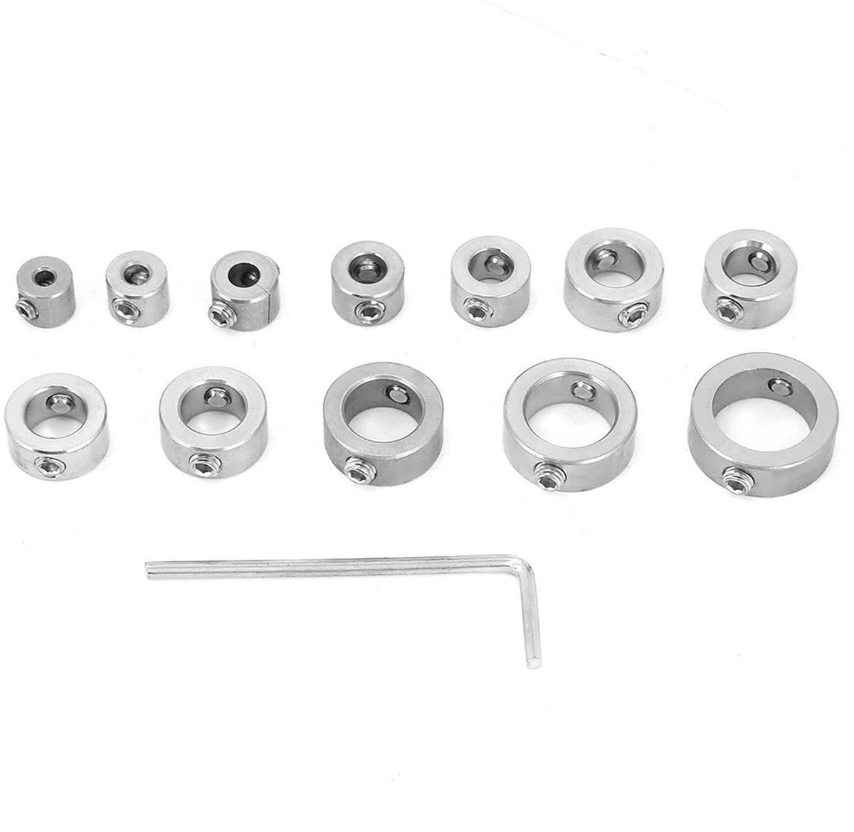 Boor Diepte Stop Collar Kit Set 12 stks 3-16mm RVS Boring Limit Ring met zeskantsleutel om de Stops Set Schroeven vast te draaien