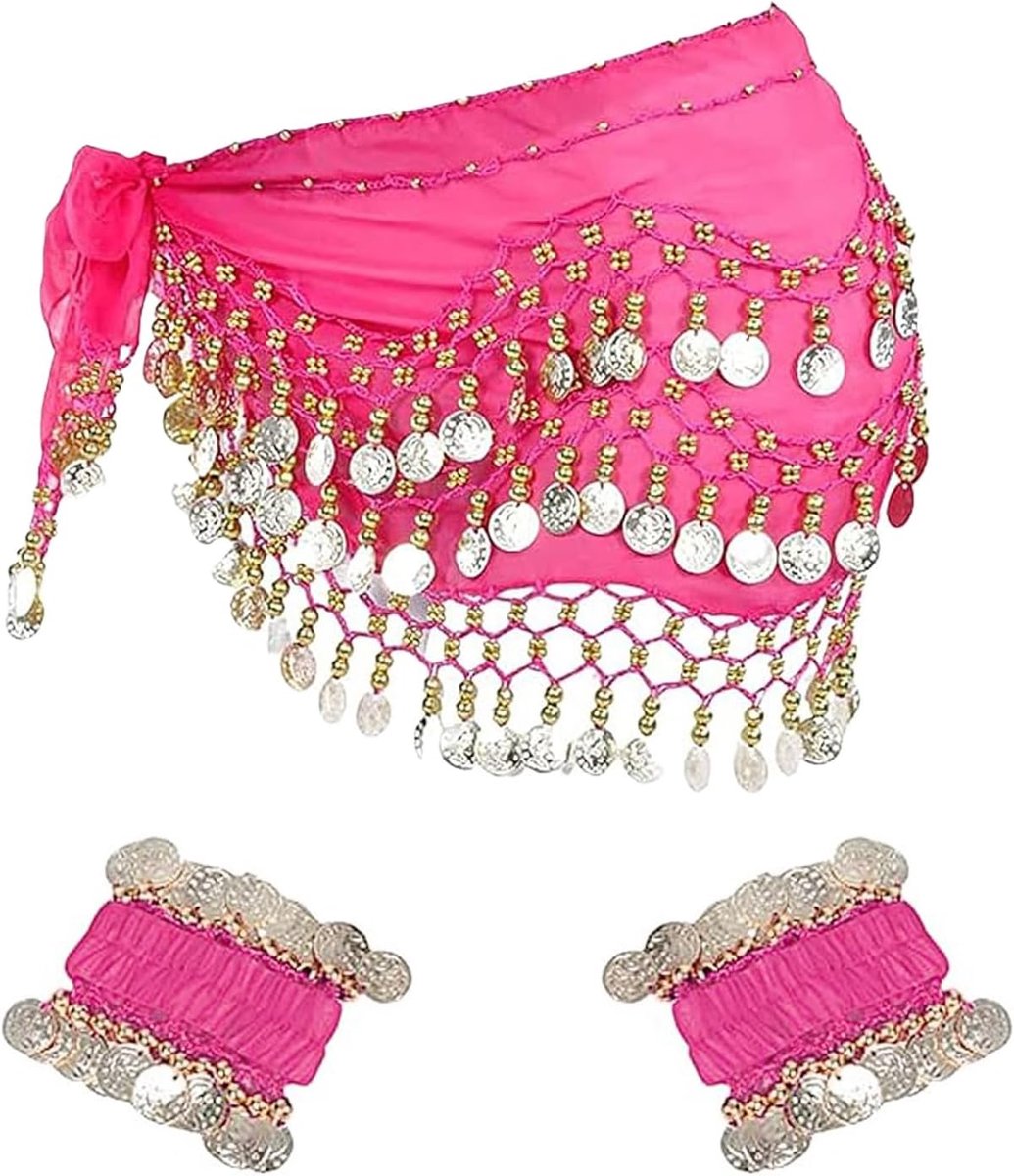 heupdoek met armband, dames buikdans accessoires riem chiffon heupdoek buikdans heupdoek riem
