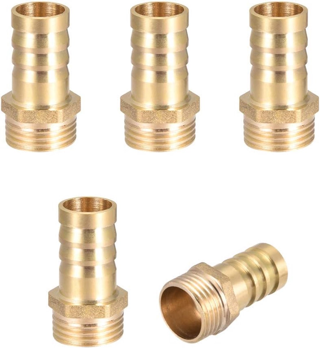sourcing map 5 stuks. Messing weerhaken buis stekker adapter 16mm weerhaak x 1/2" G buitenbuis