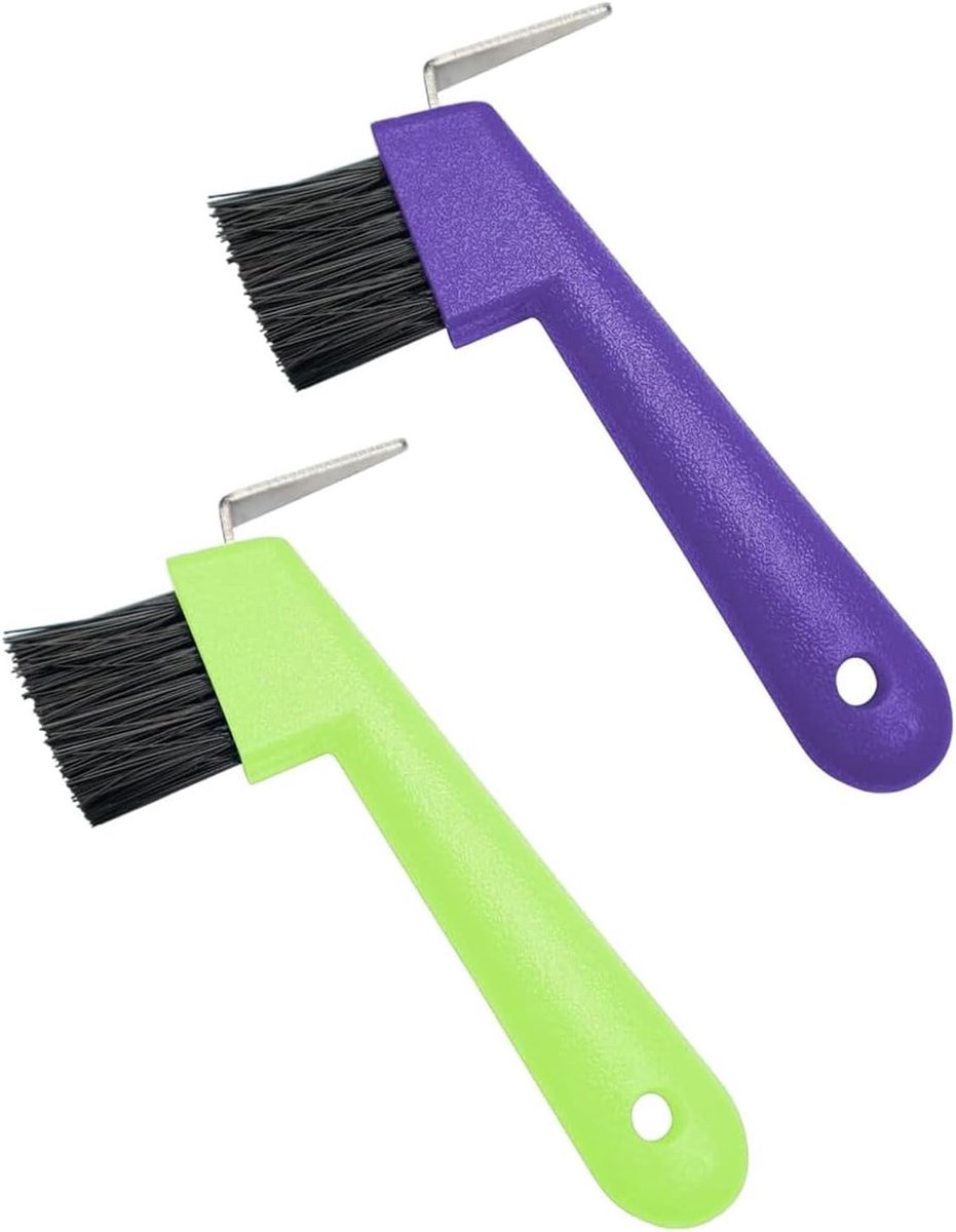 2 stuks hoefschraper voor paarden, geiten en ezels - met extreem stabiele borstel en ergonomische handgreep, voor paarden hoefkeuze (willekeurige kleur)