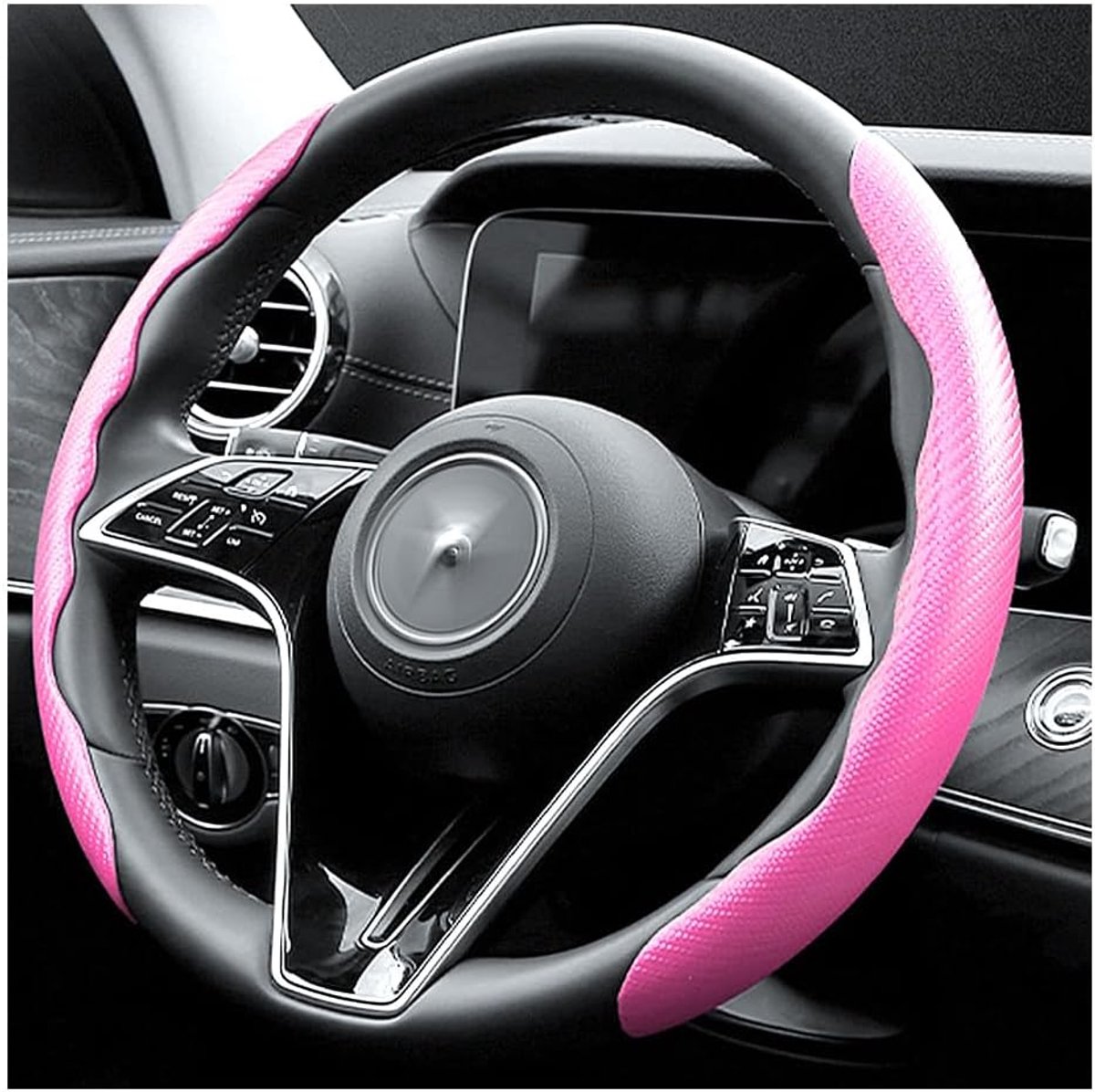 Stuurhoes, veilig en antislip, accessoires voor mannen en vrouwen, universele 38 cm stuurhoes voor auto, vrachtwagen, SUV (roze)