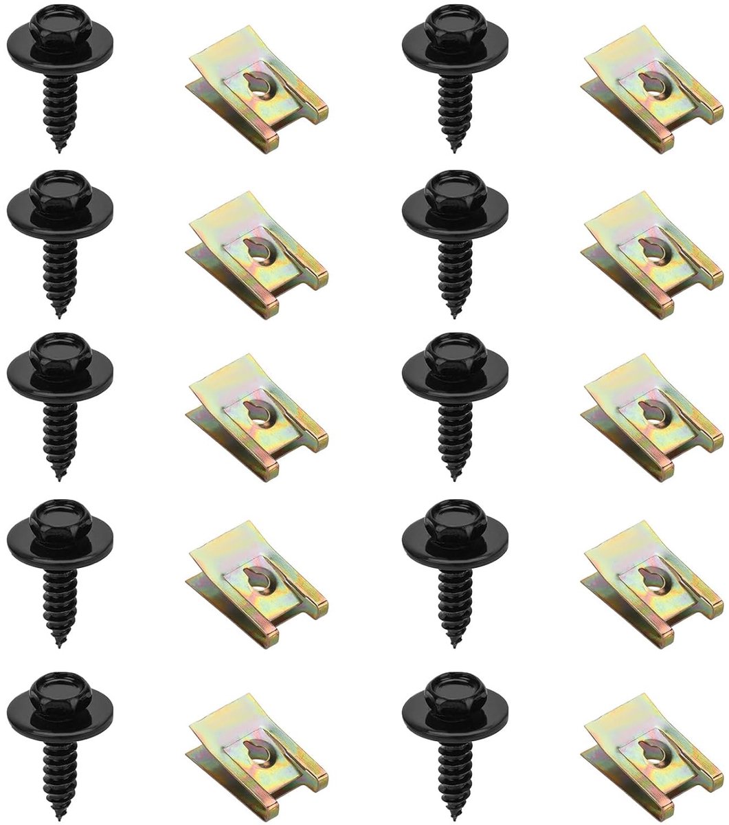10 Sets Bumperafdekkingsschroeven, Multifunctioneel U-moerklemmen Carrosseriebevestigingsset Spatbordvoeringbevestigingen Motorspatbordschroeven Bumperbouten Compatibel met BMW E46 E92 E90