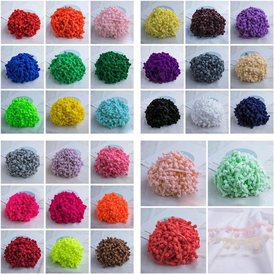 kleurrijke pompons, kwast, boord, kanten lint met 1,2 cm pomponboord, pomponband, kwast, trim band voor knutselen, naaien, kleding, thuis, decoratie, camel, 3 yard — afbeelding 5