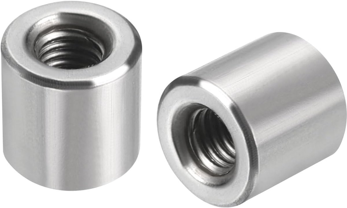 M5 ronde verbindingsmoeren, 10 stuks, 304 roestvrij staal, moeren, koppeling, 10 mm lang, huls, stang, moeren, voor houder M5 x 10 x 10 mm
