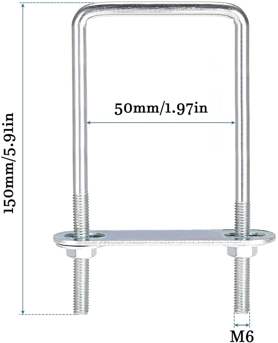U-bouten, 1 set koolstofstaal, U-bouten voor as- en aanhangerbladen en buizen, zilver