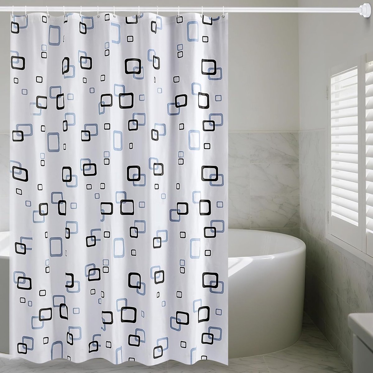 Douchegordijn 200/220/240cm Drop - Antimold en waterdicht Semitransparent PEVA douchegordijn met vierkant patroon voor natte ruimte, badkamergordijnen (180x200)