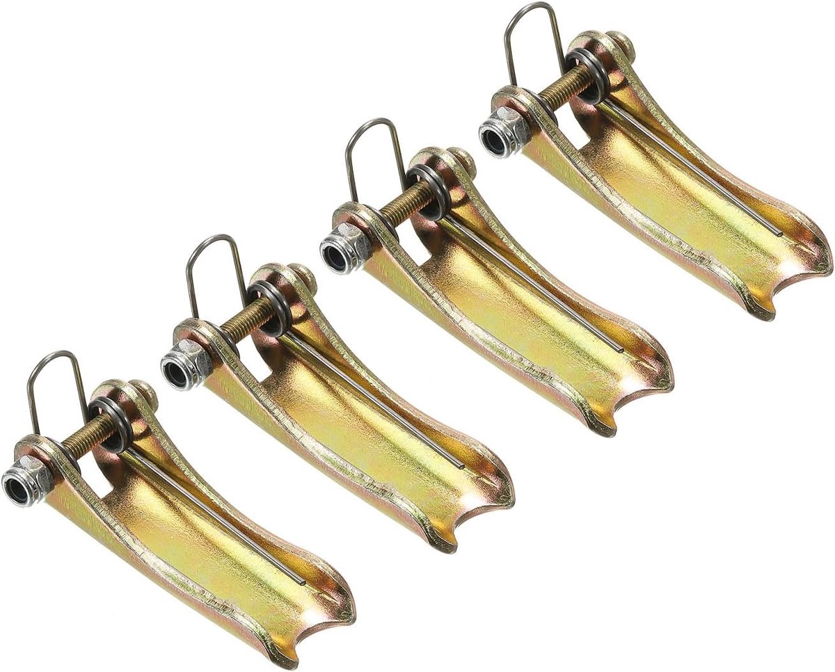 Heitz Veiligheidshaak-sluiting, bouwpakket, 4 stuks, metalen sleepkoppeling, vervanging voor vorkhaken, aanhanger, goudkleur