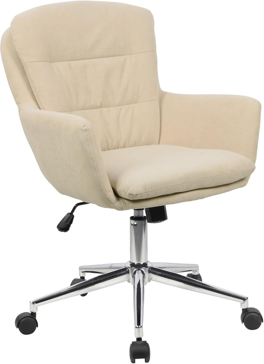 Marte Bureaustoel, draaistoel, werkstoel, in hoogte verstelbaar, stoffen bekleding met wielen, kantelmechanisme, beige