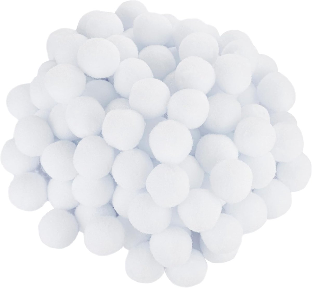 - C60457 - 100 pompons Ø 20 mm - kleur wit - van textiel - slingers om zelf vorm te geven voor hobby-korte decoratie naaien kleding borduurwerk