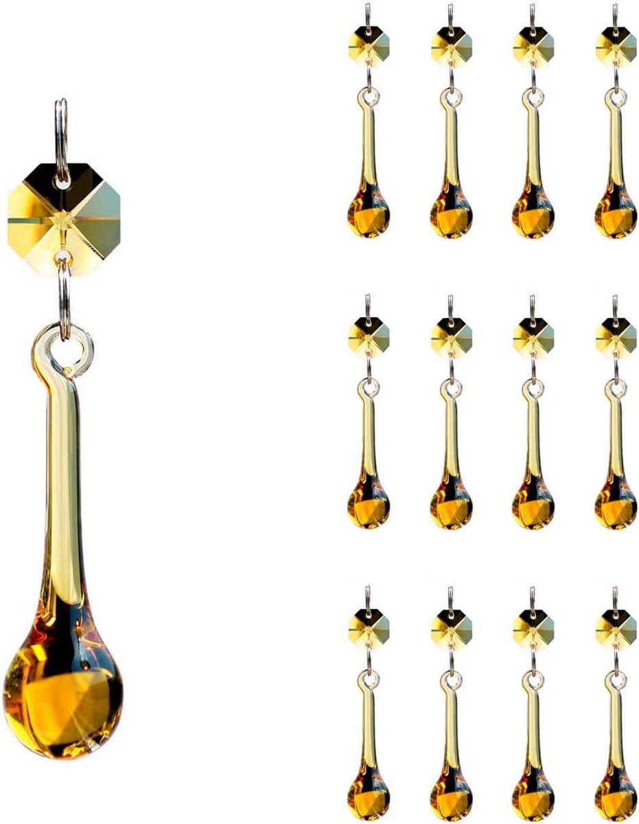 12 stuks regendruppel kristallen kroonluchter prisma-onderdelen, 53 mm hangende kristallen kralen voor kroonluchters, woondecoratie (Topaz)