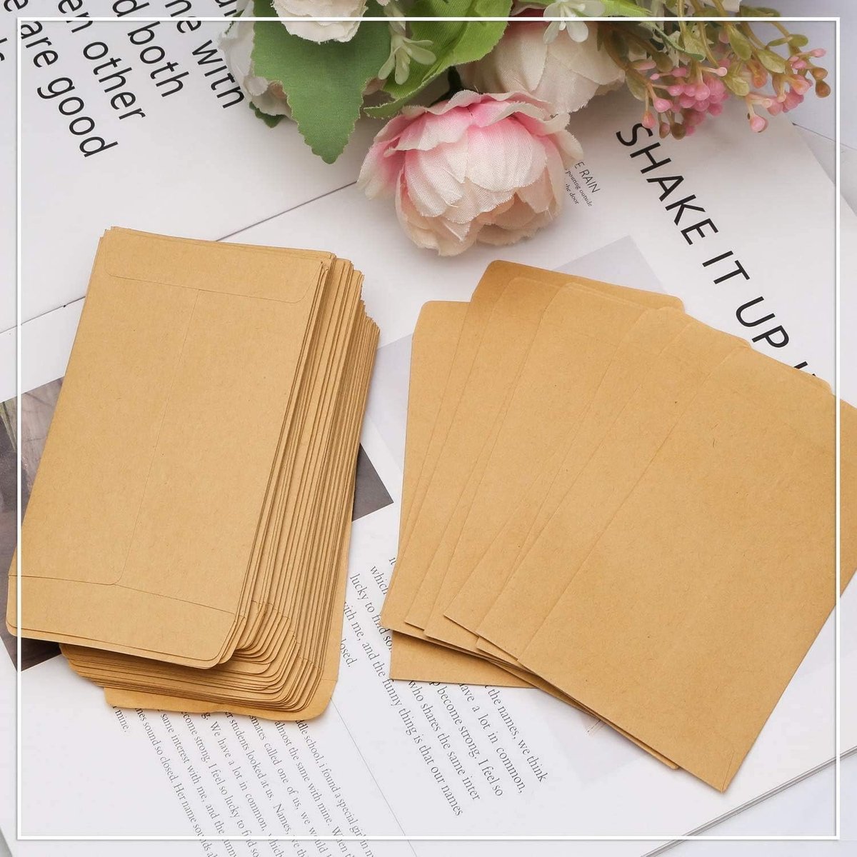 200 Stuks Kraftpapier Enveloppen, Kleine Enveloppen, Bruin Zaad Enveloppen Mini Kraft Papier Munt & Kleine Onderdelen Enveloppen voor Verpakking