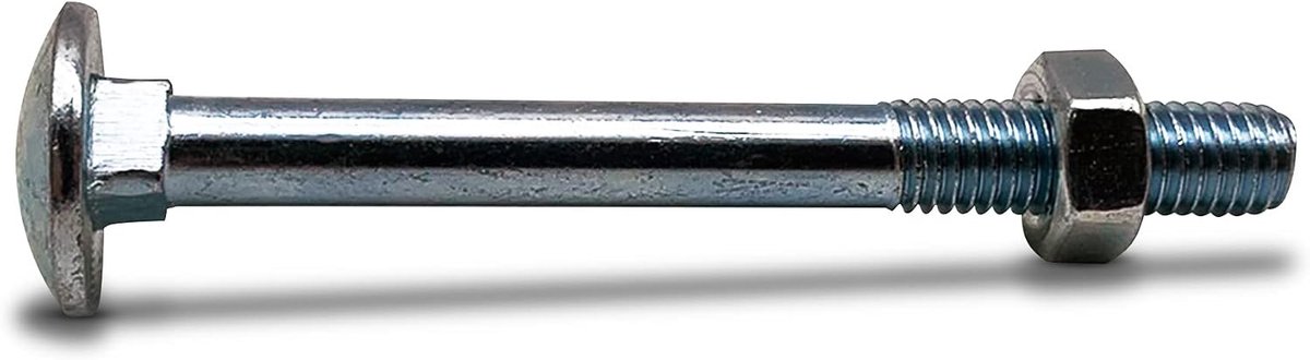 Industrial | Schroeven met ronde kop met moeren| 6 x 80mm | PACK 20 | Vierkante halsbout voor stalen en houten elementen | Voor deuren, sloten, hekken …