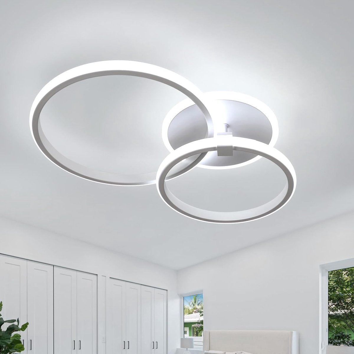 Moderne led-plafondlamp, 42 W, 4700 lm ronde wit plafondlamp van acryl, voor slaapkamer, woonkamer, keuken, hal, koud wit, 6500 K, diameter 52 cm