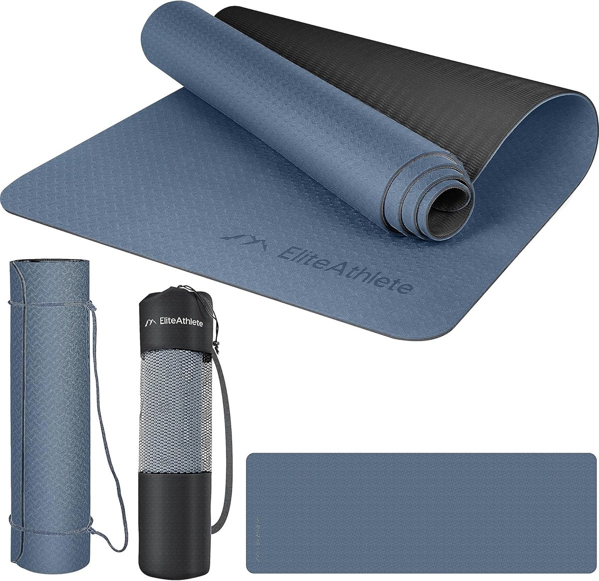 Yoga mat antislip 183 cm x 61 cm - Fitness mat 0,6 cm - Inclusief draagriem en tas - Ideaal voor Pilates en yoga - SnelShoppen