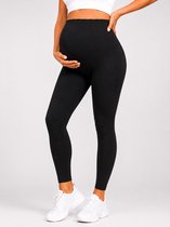 SparkNine Bellyflex zwangerschap legging - M - zwart - hoge taille - rekbaar - maternity - geribbelde tailleband - stijlvol & ademend