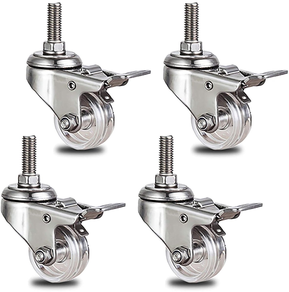 Zwenkwielen, 2 Inch Meubelwielen, Pc-zwenkwielen, M10x25 Draadsteel, Zware Zwenkwielen